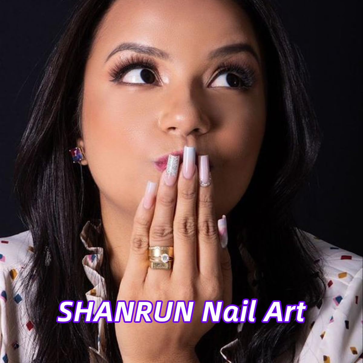 Pink Square Press on Nails Long & Press on Toenails Set - Flower French Fake Nails Press Ons Nail Art Tips Glue on Nails Full Cover False Toe Nails with Design Stick on Nails Acrylic Nail Kit