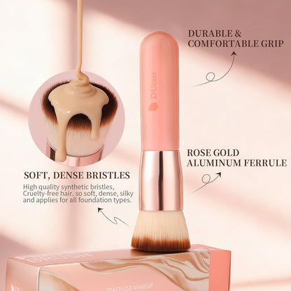 Flat Top Kabuki Foundation Brush - Premium Makeup Brush for Liquid, Cream, and Powder - Buffing, Blending, and Face,Pink