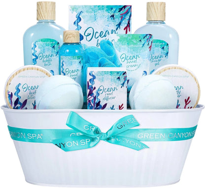 Bath Gift Baskets for Women - 12 Pcs Ocean Spa Gift Sets, Luxury Valentines Day Gifts for Her